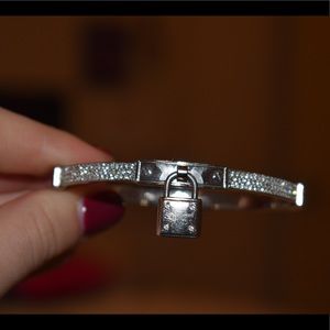 Authentic MK Silver-Time Pavé Crystal Padlock